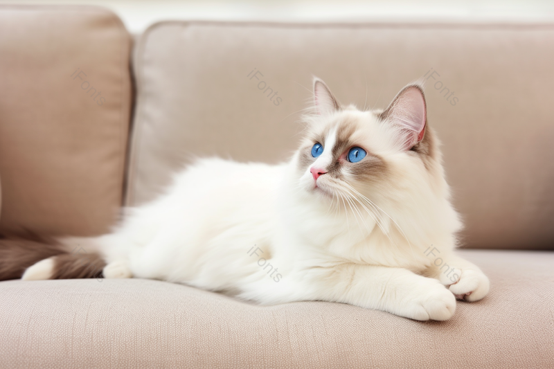 趴在沙发上的宠物猫咪蓝眼布偶猫,高清,摄影图,摄影图片,图片大全,摄影图免费下载